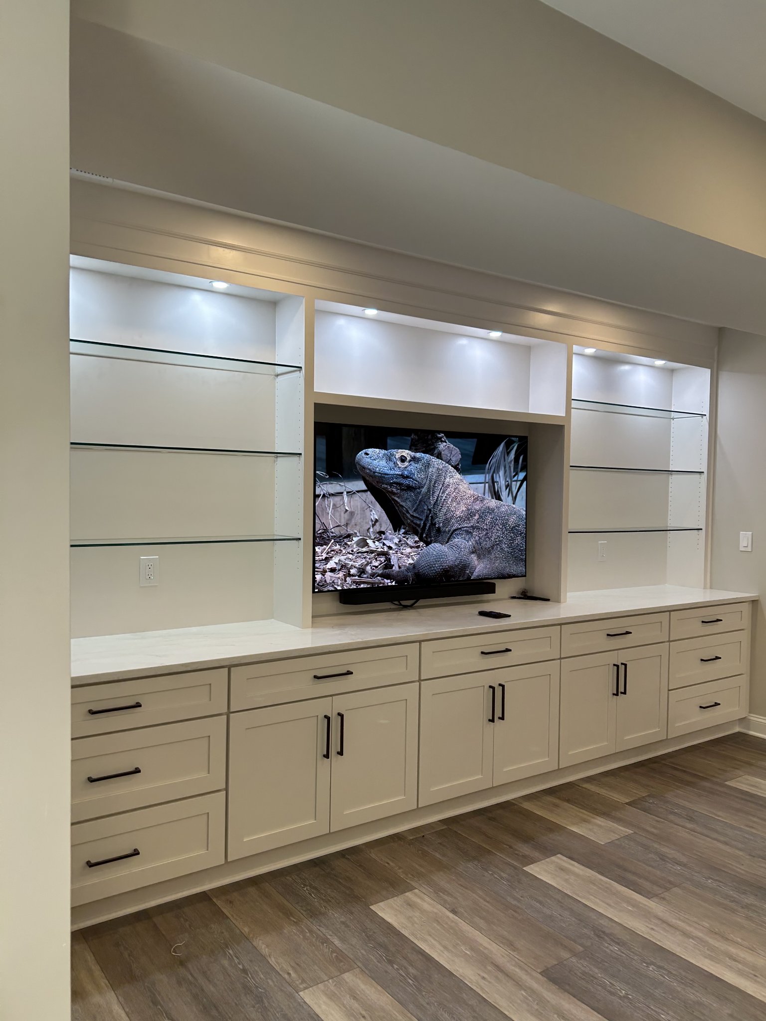 Custom entertainment wall and media center